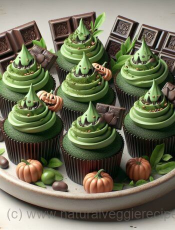 Vegan Halloween Chocolate Cupcakes with Matcha Green Frosting